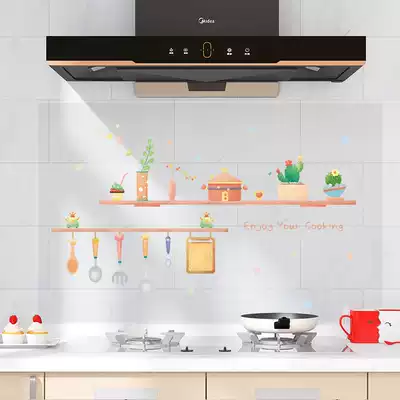 Home kitchen transparent anti-oil smoke wallpaper high temperature thick wall stickers stove tile fireproof wallpaper self-adhesive paper