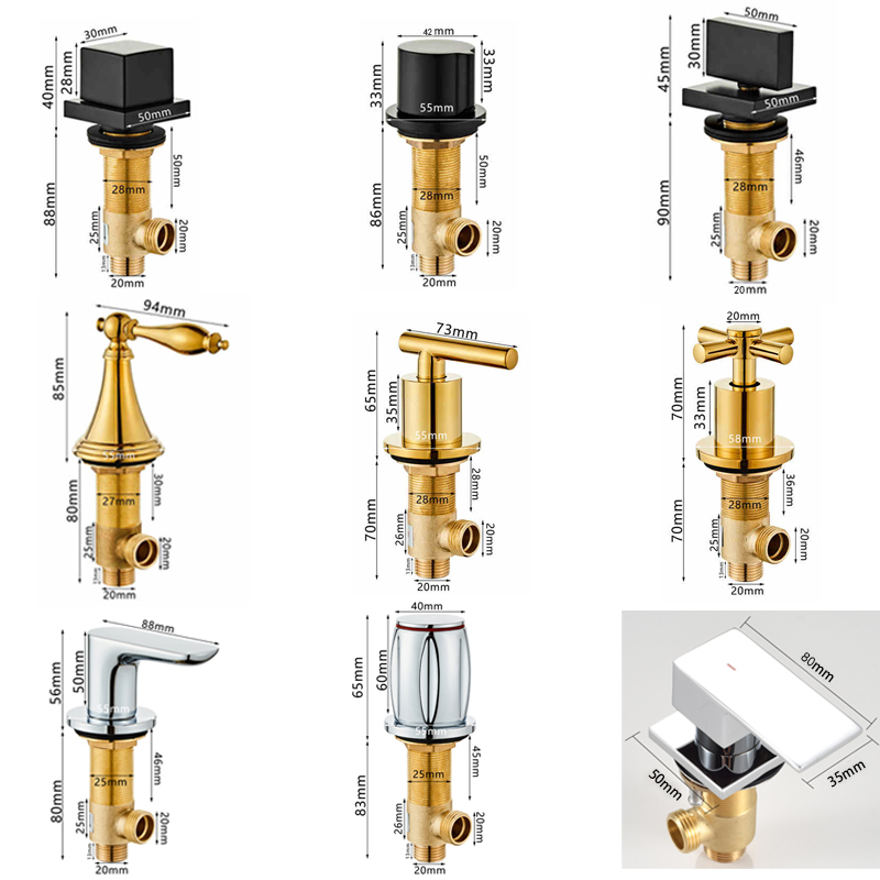 Basin Washbasin Bathroom Bathtub Three-To-Five-Piece Set Separate Faucet Hot and Cold Copper Body One Inlet One Outlet Switch Valve
