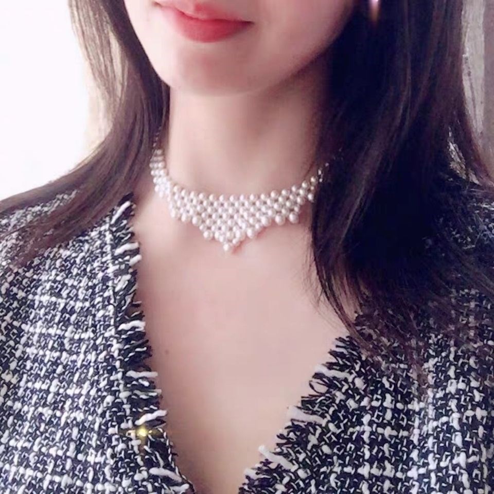 Thyroid Postoperative Shelter Necklace Neck Scar High Level Sensfeel Lock Bone Chain Web Redburst not to drop the color neck strap