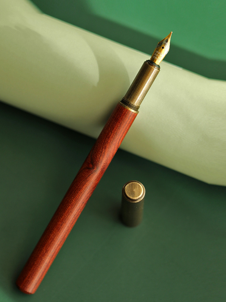 Retro sandal pen practical students special giftwood pen replaceable ink sac gift box calligraphy hard pen elbow tip pen pen female special retro