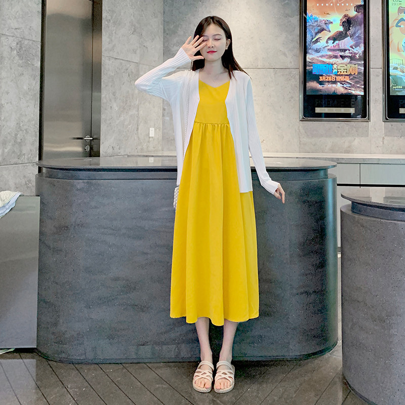 Pregnant Woman Summer Dress Ocean Dress Long Version Fashion Gentle Wind Super Fairy Snowspun Harnesses Two Sets Summer Skirt Tide