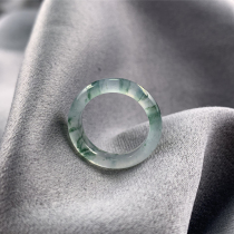 Dayu Jade A Live Broadcast High Ice Floating Orchid Ring White Glass Ring Male and Female Yang Green Ring Mosaic