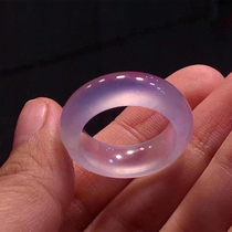 Dayu Jade Live Natural A Goods Ice Purple Spring Ring High Ice Glass Ring Female Yang Green Tri-color Features