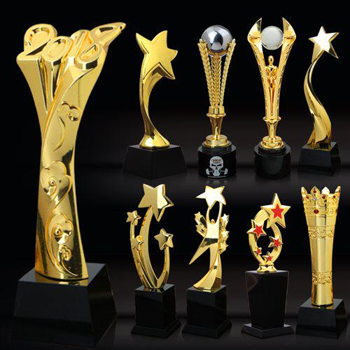 Crystal Trophy Golden E Trophy Custom Textured Embroidery Annual Conference Awards Competition Medal Creative Oscar Little Golden Man Award-Taobao