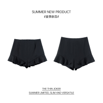 I am your cc black sugar puff ~ black casual slim high-waisted shorts