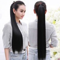 Wig ponytail woman long straight hair ponytail strapped wig piece hair tail long and short straight hair piece fake horse tail