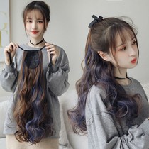 Wig woman long curly hair picking up long hair pony tail wig braid natural strap style wig female high ponytail