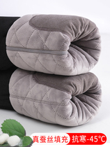 Mens warm pants winter new gush thickened with high waist and waist large size Dad cotton trouser suede pants windproof wool trousers