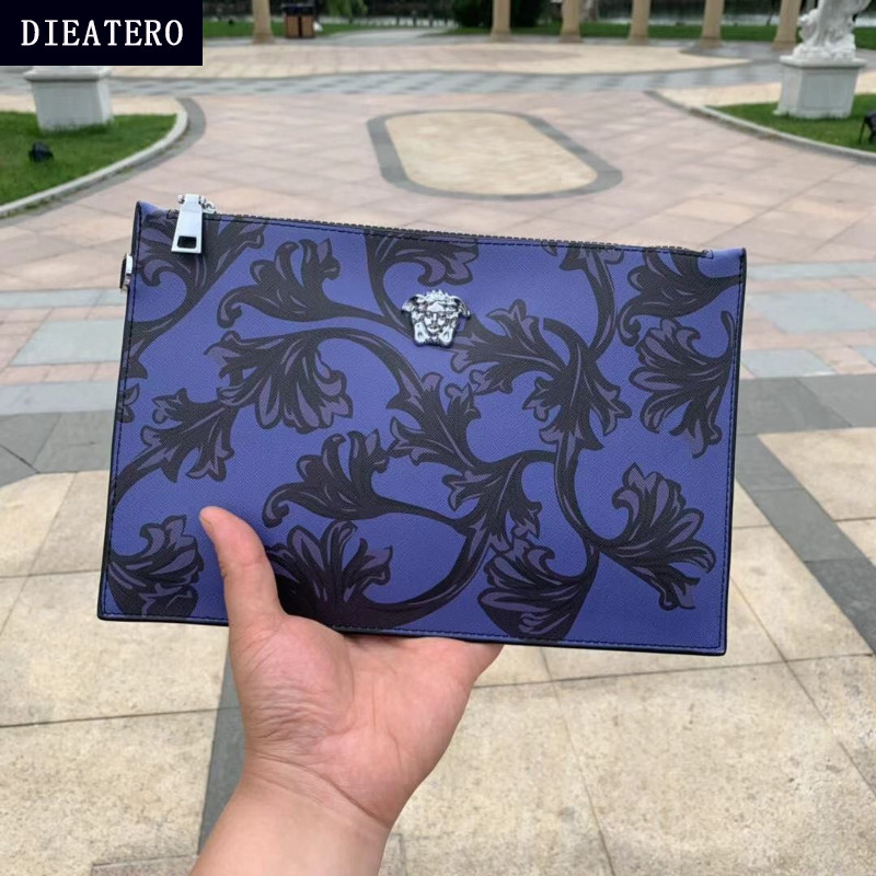 Medusa Clutch Men's Envelope Clutch Bag Cross Print Clutch Bag Youth Casual Trend Men's Wallet Men's Bag