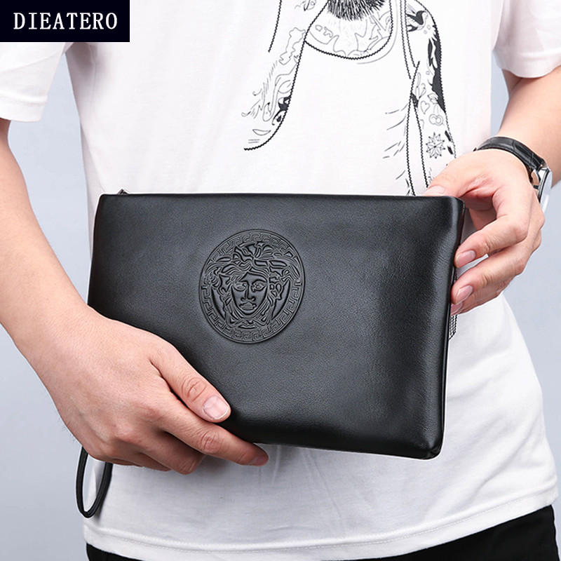Men's Clutches Leather Luxury Brand Clutches Casual Tote Bags Large Capacity Clutch Bags Soft Leather Envelope Bags