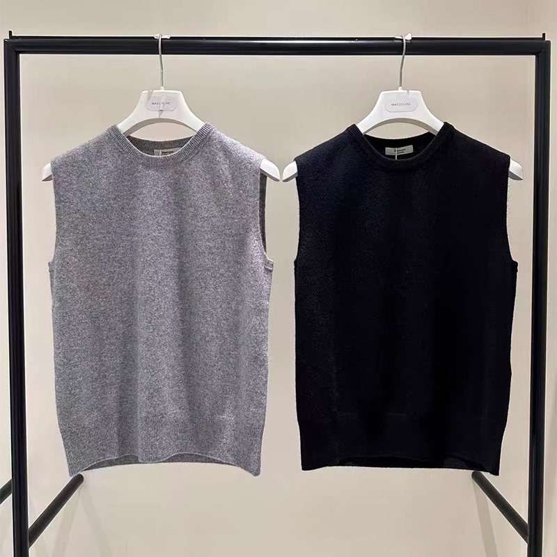 Korean Dongdaemun Masculine Autumn and Winter New Wool Sleeveless Knit Vest Women's Round Neck Layered Vest