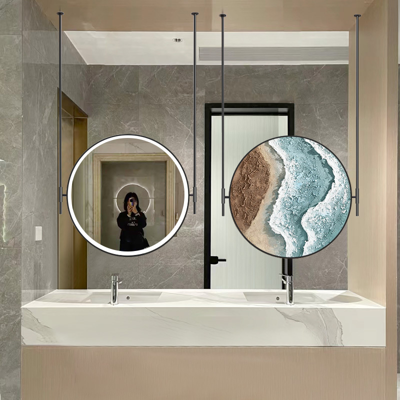 Hanging Mirror, Bathroom Mirror, Modern Light Luxury Design, Stainless Steel Double-Sided Mirror, Spray-Painted Hand-Painted Oil Painting Mirror Hanging Mirror, Bathroom Mirror, Modern Light Luxury Design, Stainless Steel Double-Sided Mirror, Spray-Painted Hand-Painted Oil Painting Mirror