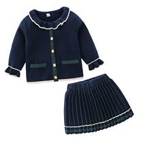 Babys new girls  suit Western style childrens clothing 2021 3 childrens knitted spring and autumn spring clothes college style 1