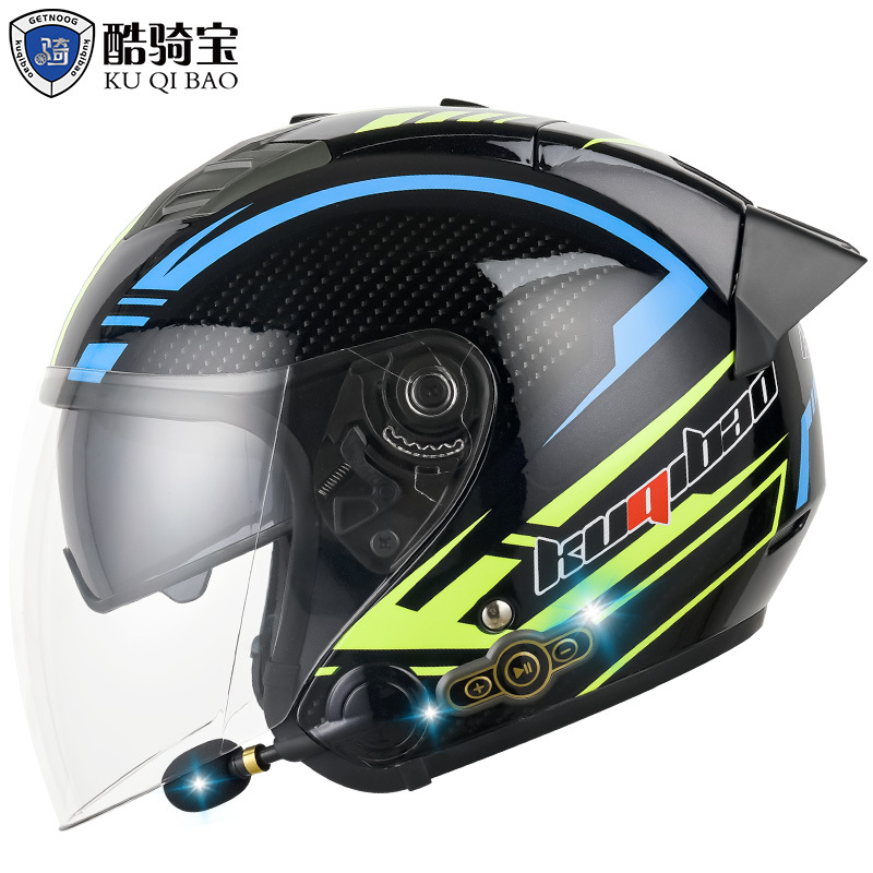 Cool Qibao Motorcycle Helmet, Men's and Women's Electric Vehicle Half Helmet, American Dot and 3C Dual Certification Bluetooth Helmet