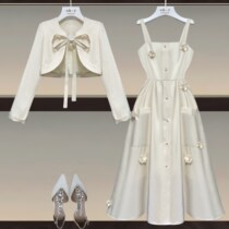 Net reddits big code womens fashion suit womens fall 2022 new reduced age mid-length dress with dress temperament net red