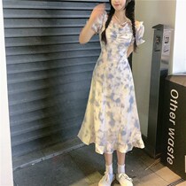 Net red with gentleness and windy windy dress and dress women Summer 2022 The new French style retro little crowdsourced sweet US leader