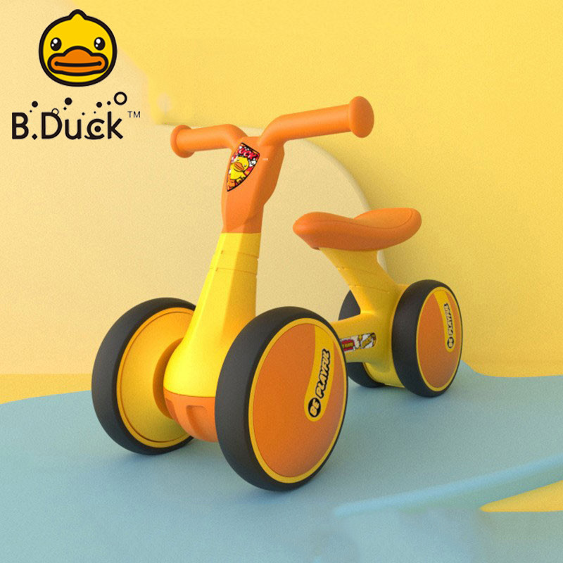 Leu's small yellow duck child balance car without pedalling 4-wheel slip wagon 1-3-5-year-old baby girl chick-Taobao