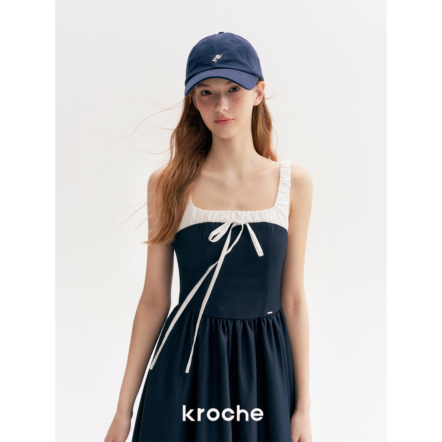 KROCHE 配色 重ね着風 ワンピース KR9039
