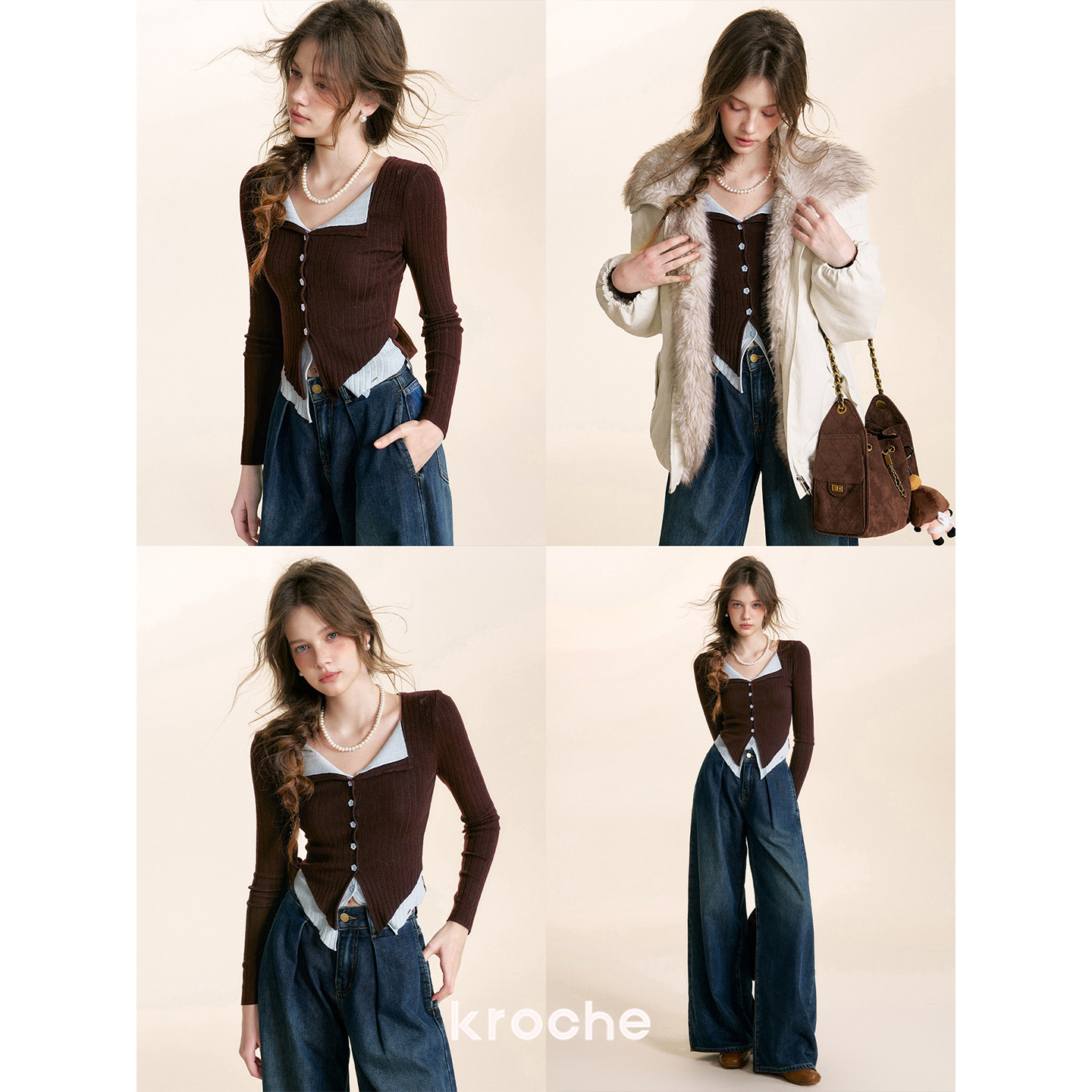 KROCHE デニム ワイド デニムパンツ KN2020