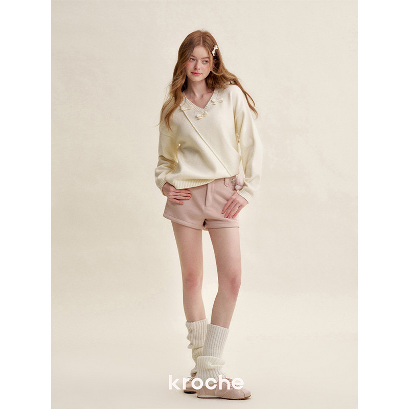 KROCHE リボン Vネック ニット KB5054