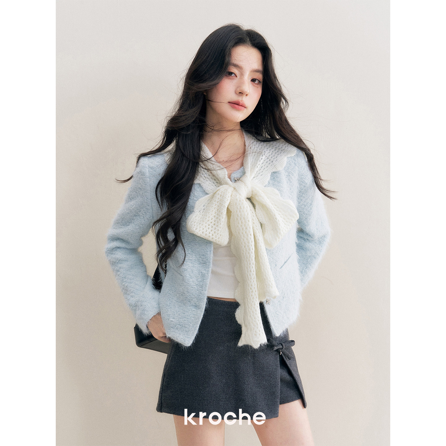 KROCHE リボン 重ね着風 スカート KDC7026