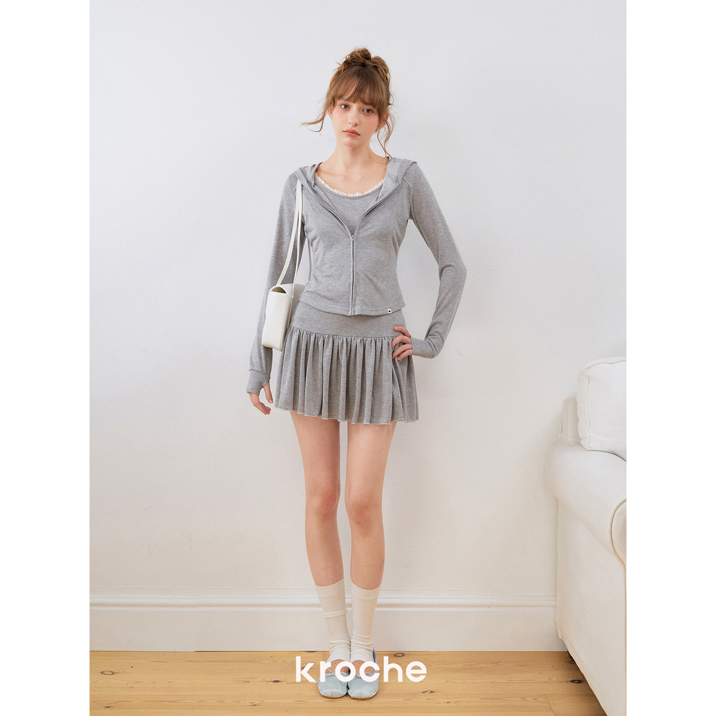 KROCHE フード付き 重ね着風 セットアップ KZY3091