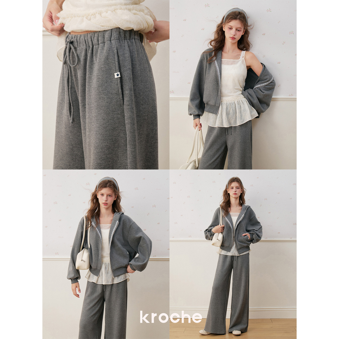 KROCHE レース フード付き セットアップ