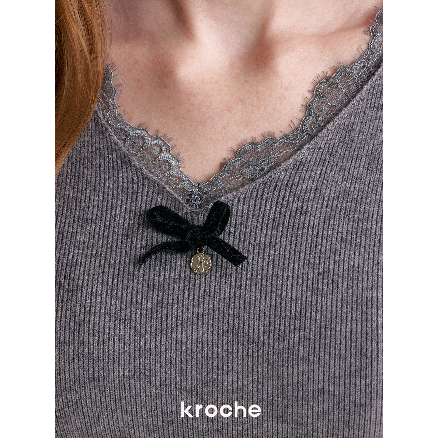 KROCHE リボン レース ワンピース KR4049