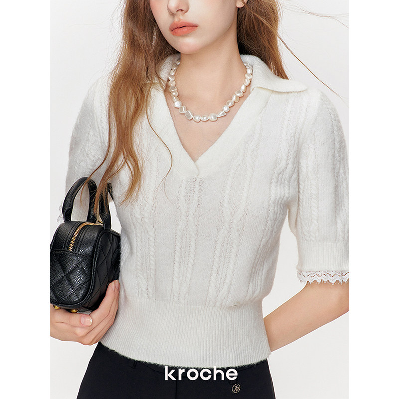 KROCHE レース 半袖 ニット KB4353