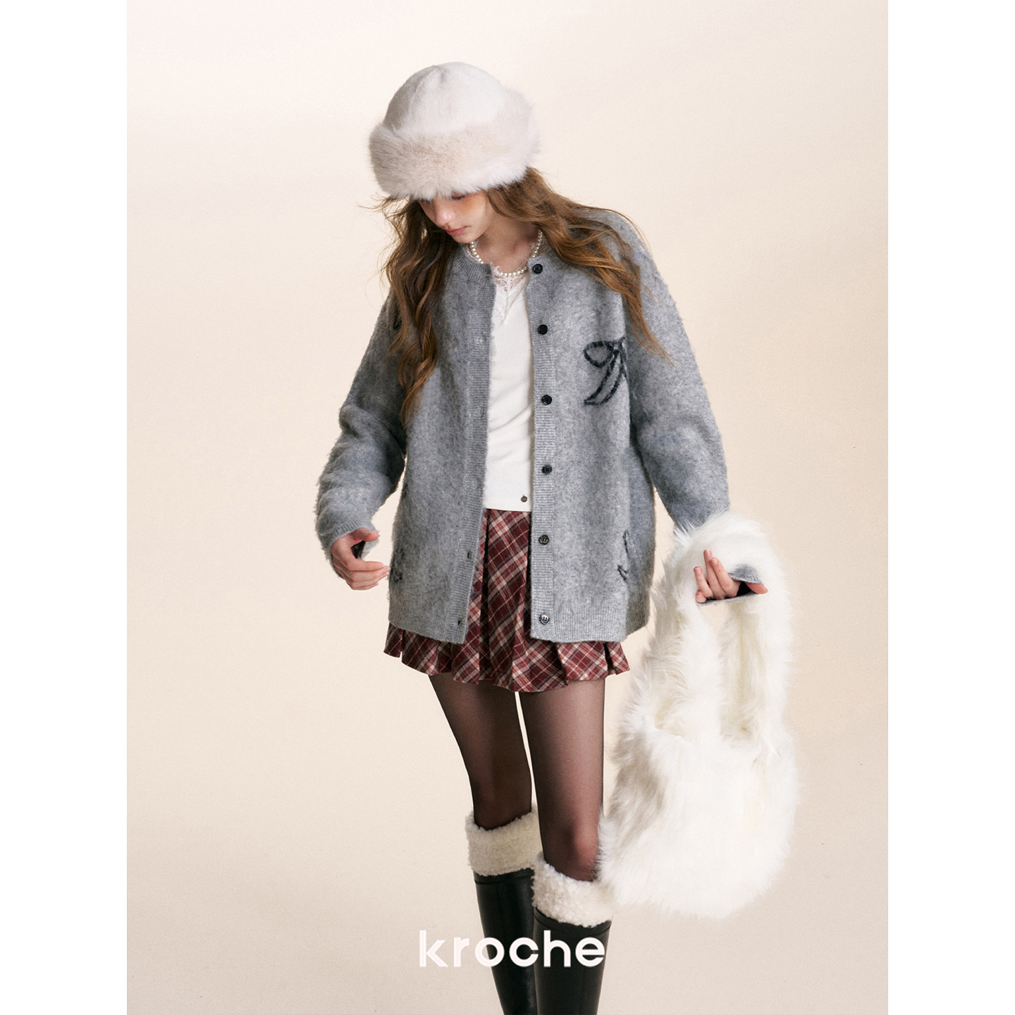 KROCHE リボン ジャカード ニット KTS7019