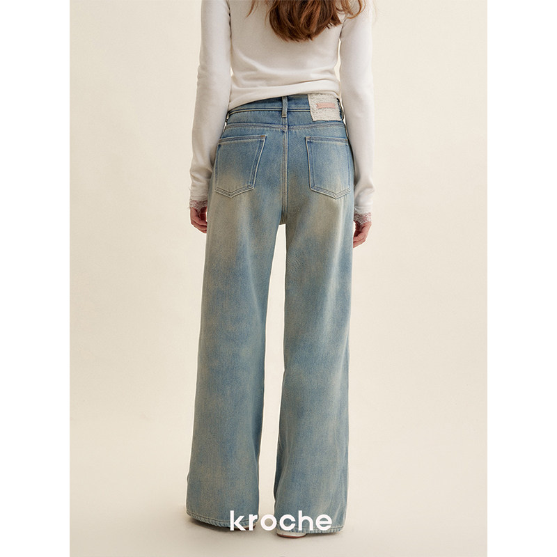 KROCHE デニム ハイウエスト ワイド デニムパンツ KB4652