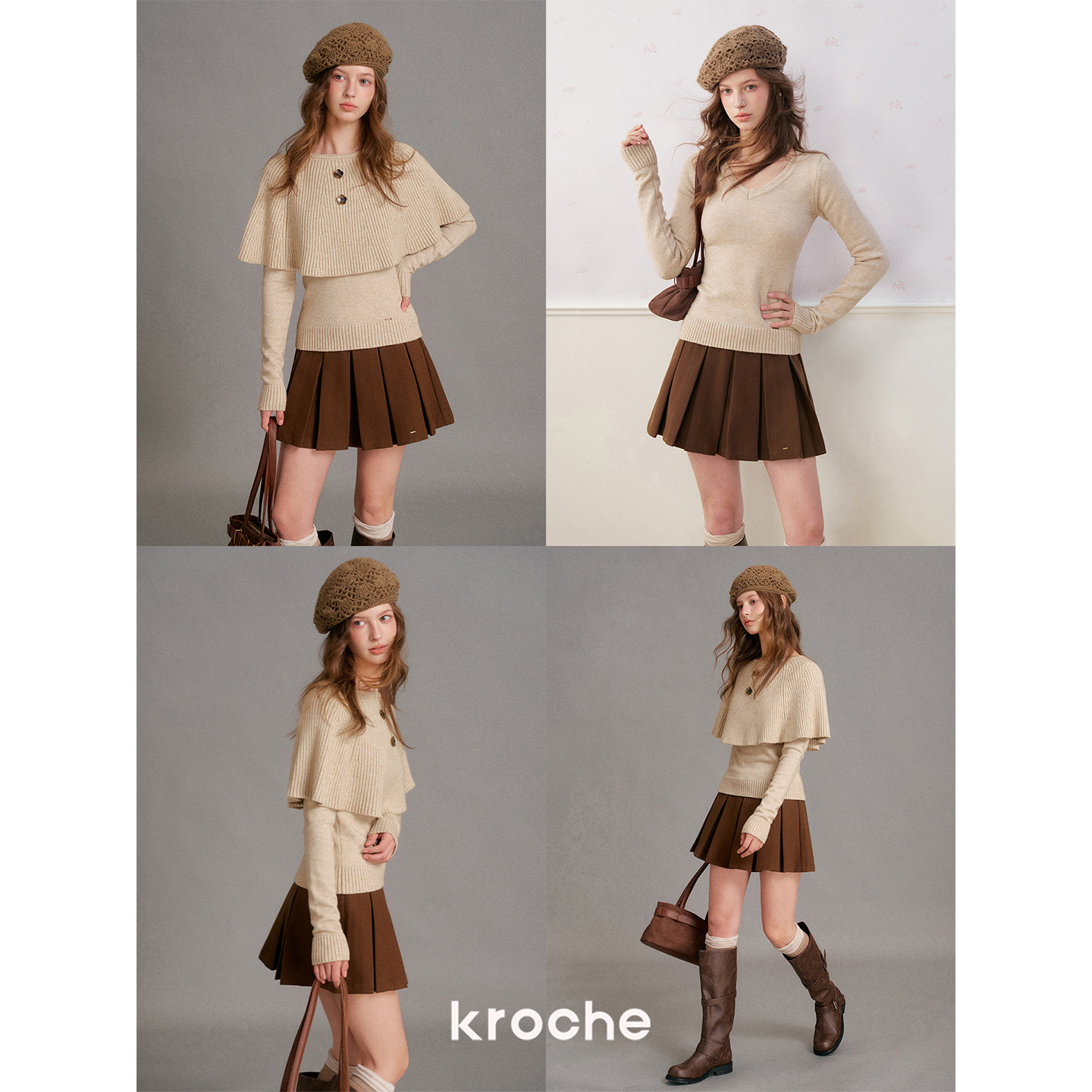 KROCHE フラワー 配色 ニット KP3127
