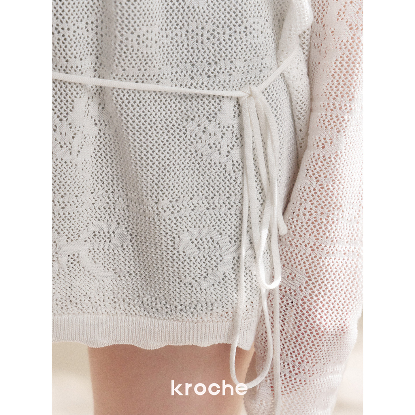 KROCHE リボン ジャカード 透かし編み ニット KP4079