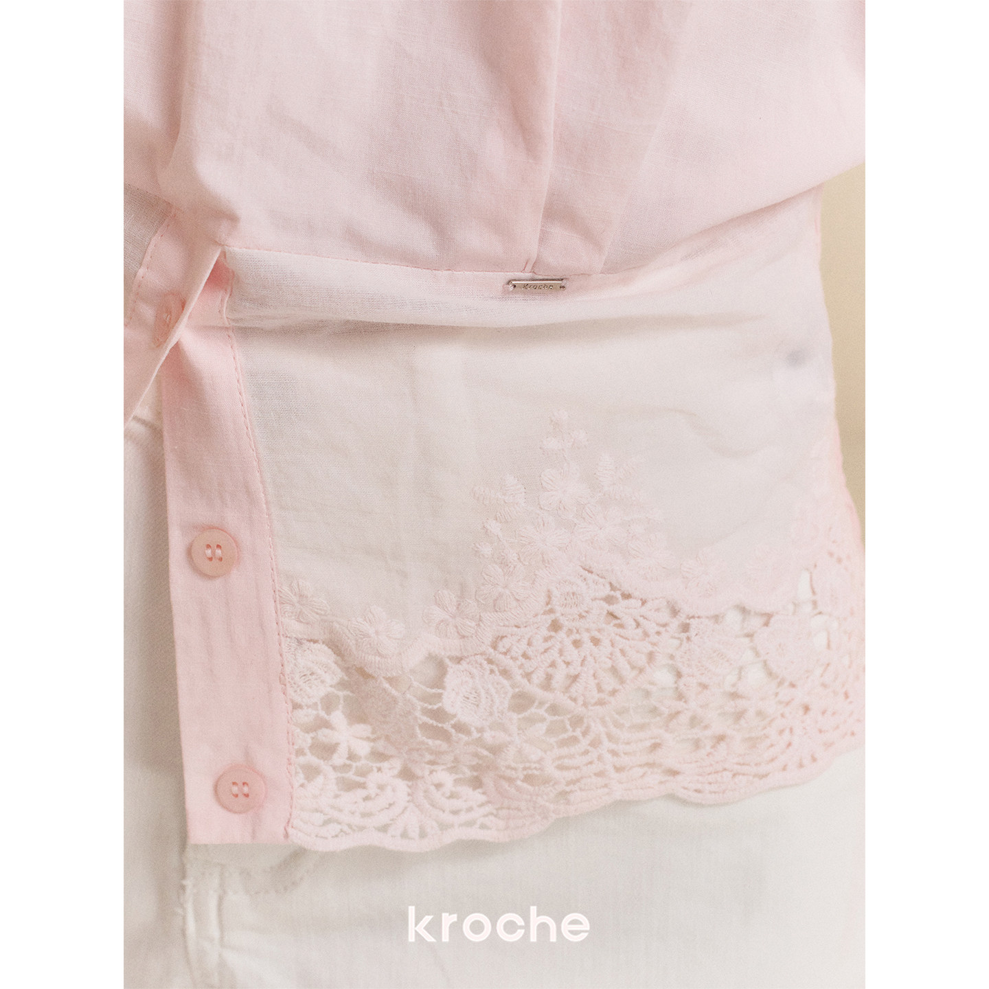 KROCHE レース アシンメトリー 刺繍 透かし編み シャツ・ブラウス KBS8018