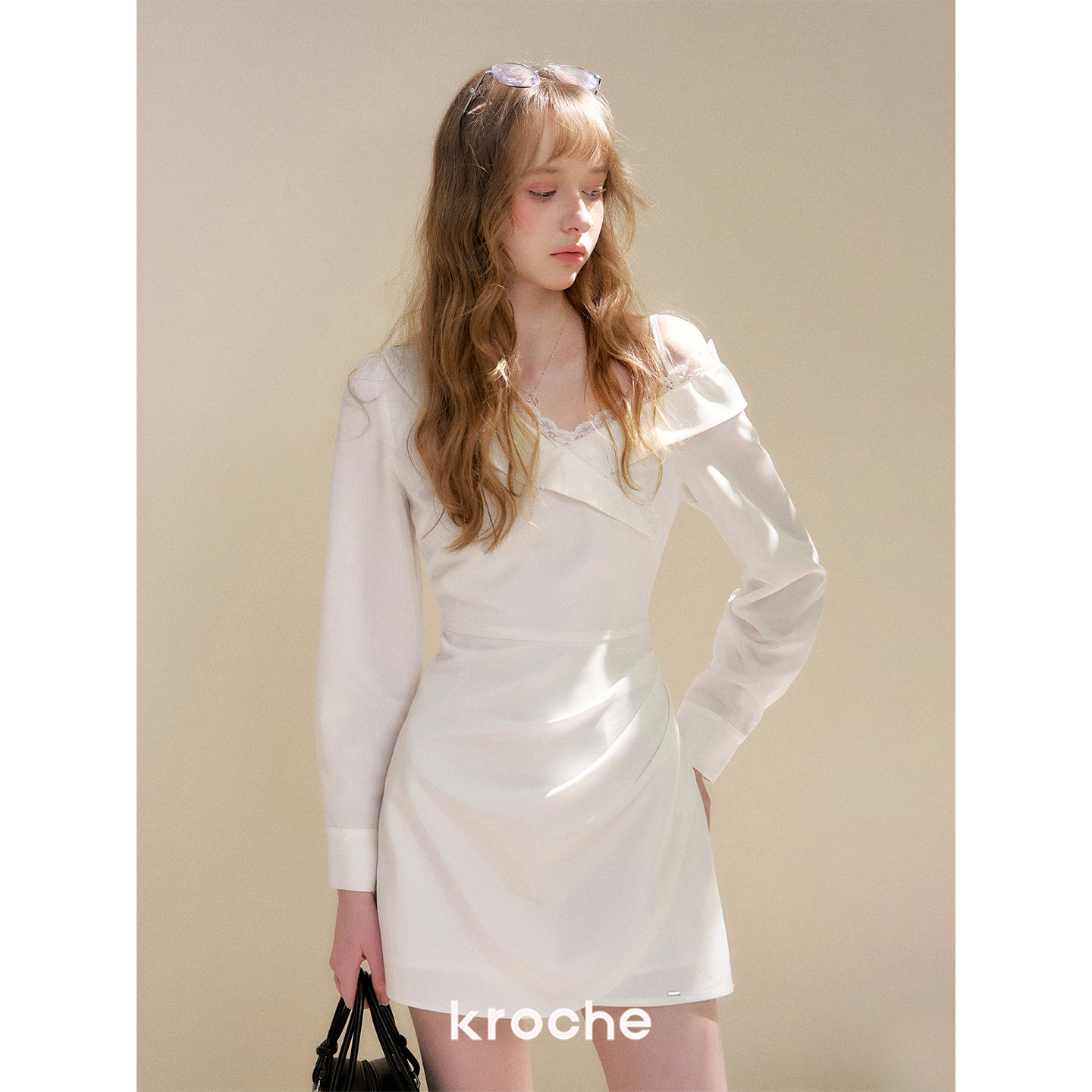 KROCHE レース アシンメトリー ワンピース KR4066