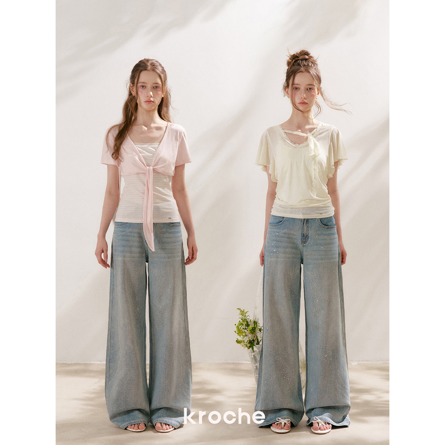 KROCHE デニム ワイド ストレート デニムパンツ KN2041