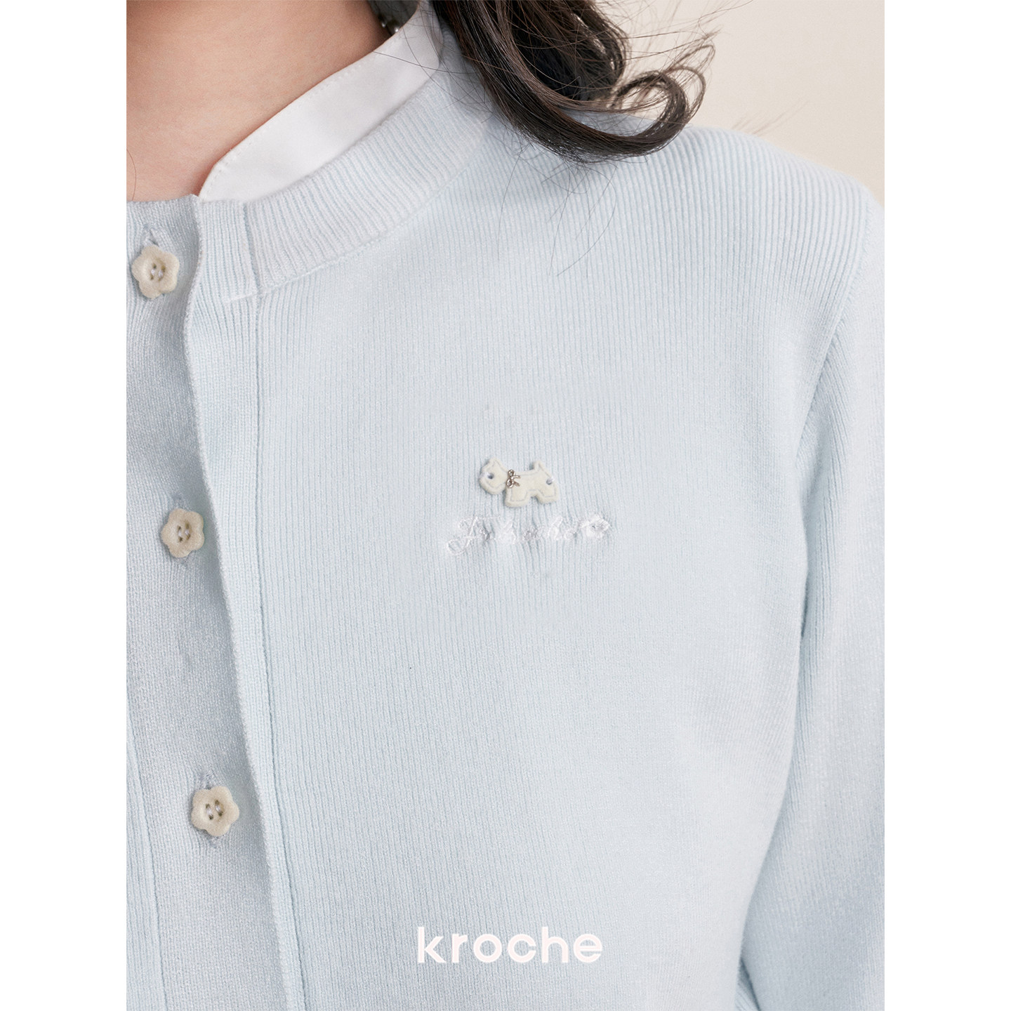KROCHE 刺繍 重ね着風 ニット KP2036