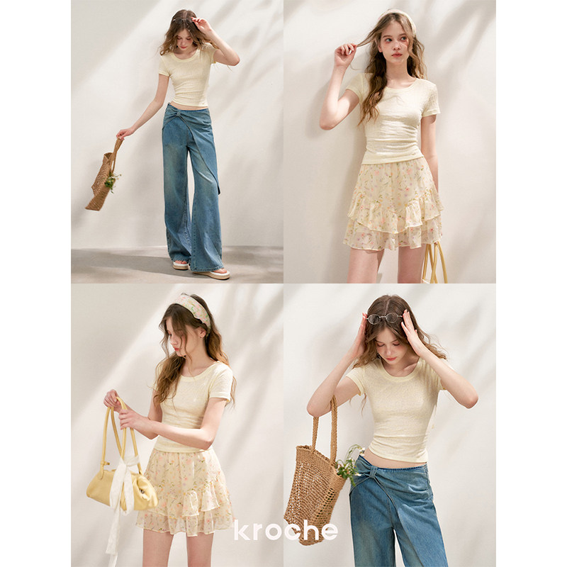 KROCHE フラワー 半袖 Tシャツ KEC1008