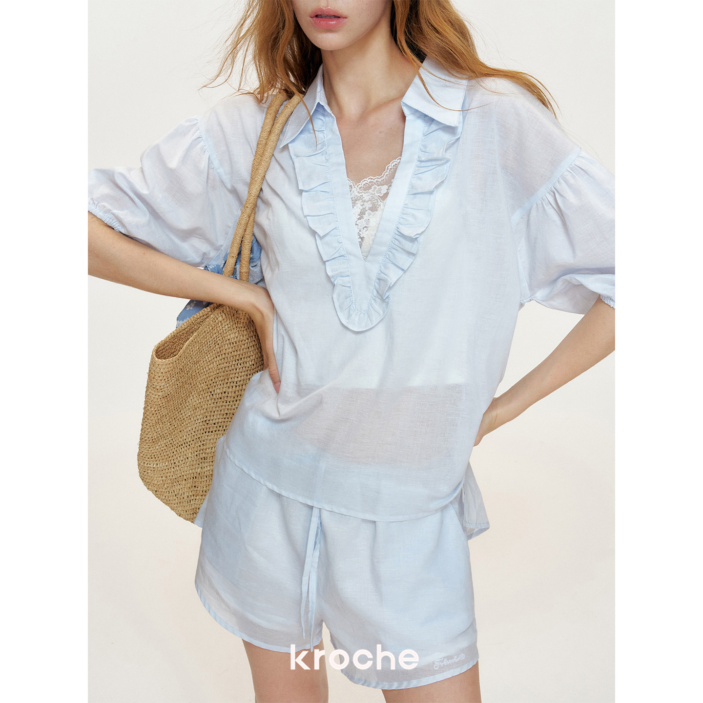 KROCHE フリル Vネック セットアップ KPK2017