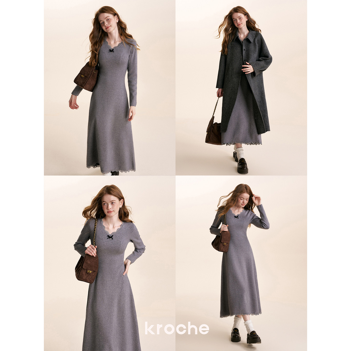 KROCHE リボン レース ワンピース KR4049