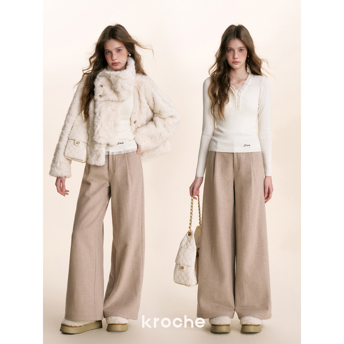 KROCHE レース ワイド パンツ KL7024