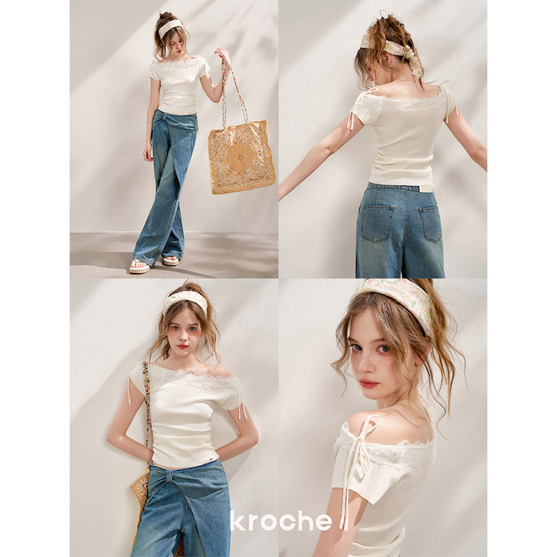 KROCHE レース 半袖 Tシャツ KEC4012