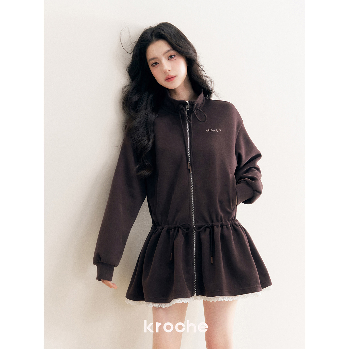 KROCHE レース 配色 ワンピース KZL8001