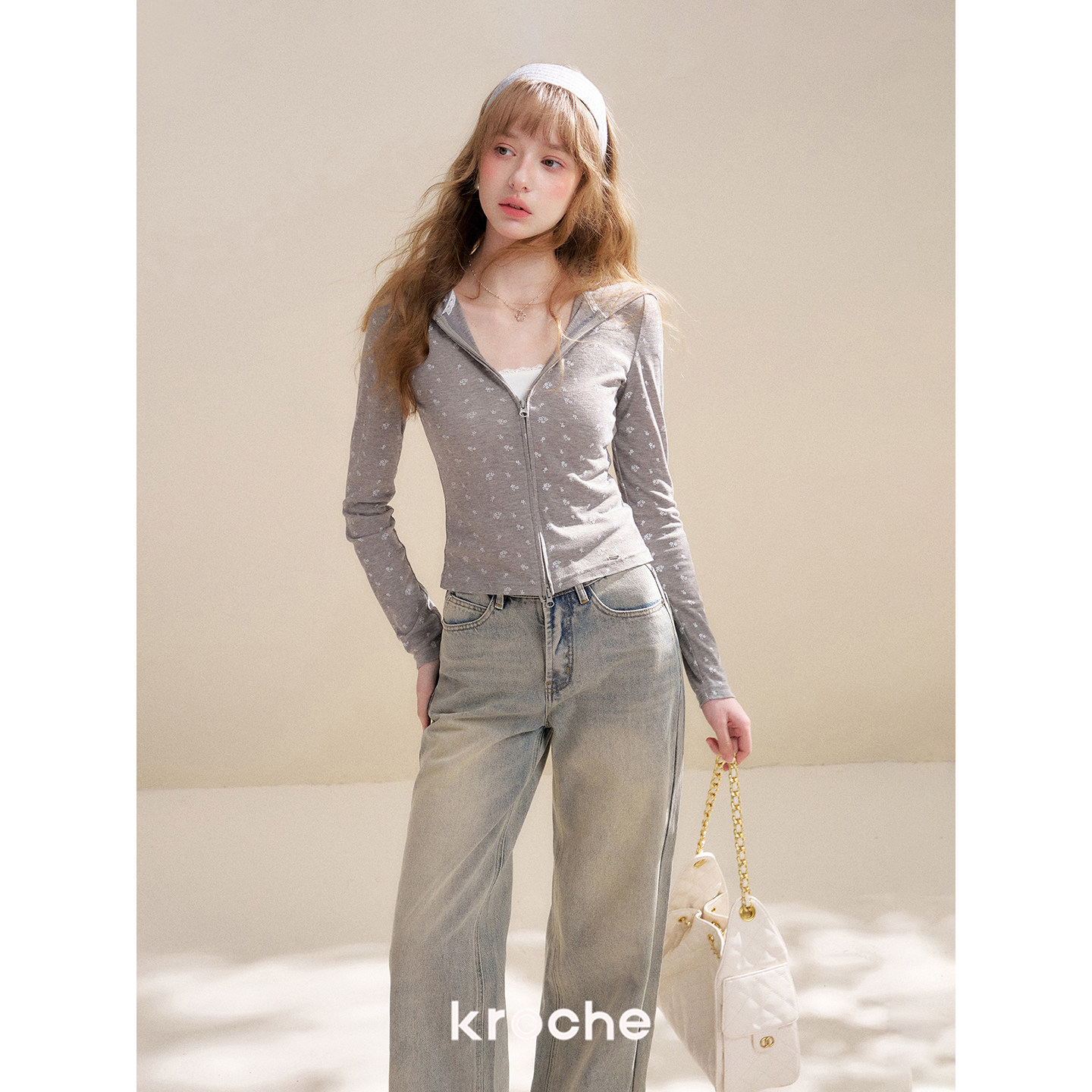 KROCHE プリント フード付き スウェット・パーカー KE7053