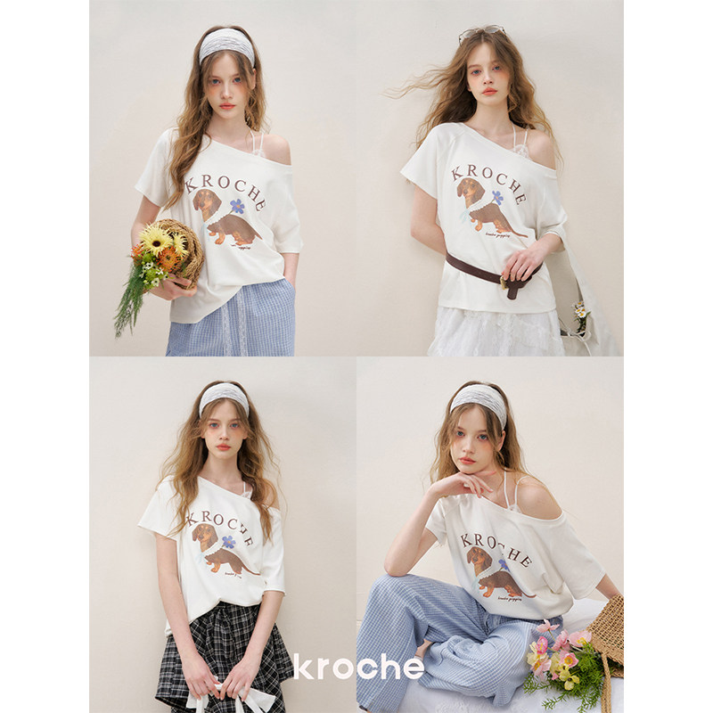 KROCHE アシンメトリー 半袖 Tシャツ KEC4004