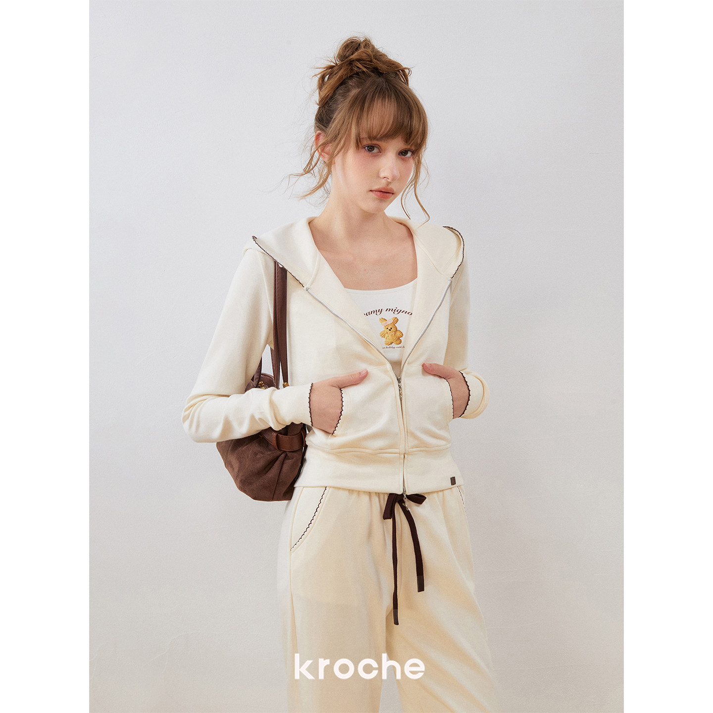 KROCHE 配色 フード付き セットアップ
