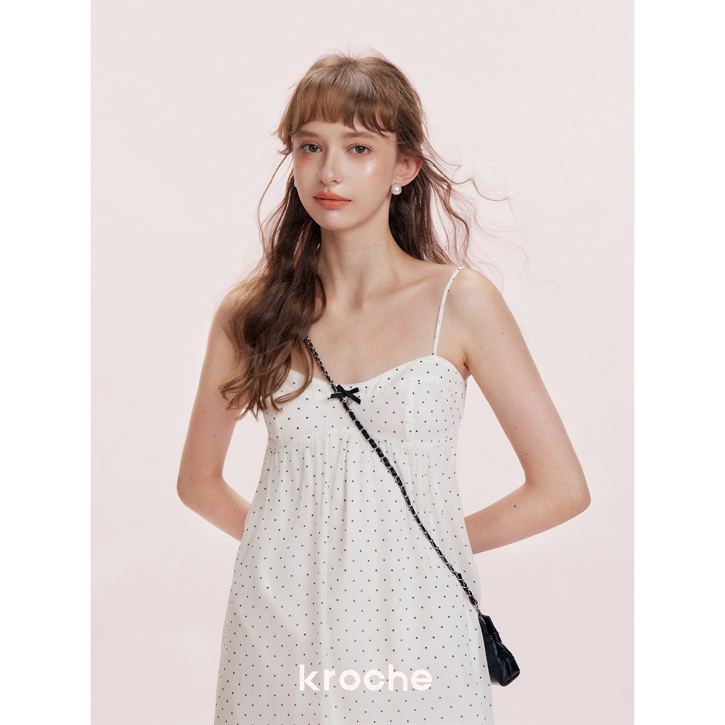 KROCHE リボン ドット ワンピース