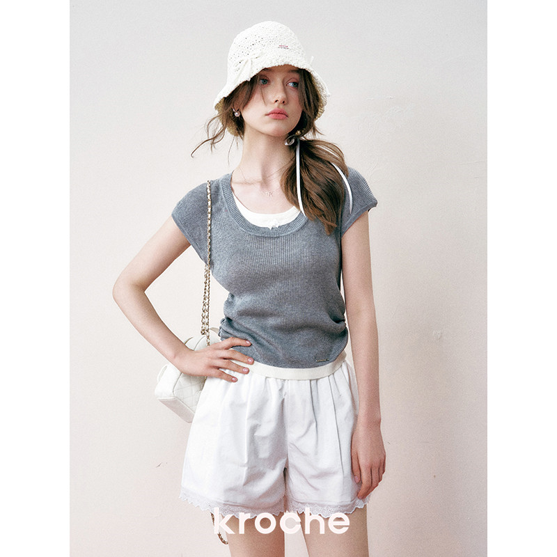 KROCHE 重ね着風 半袖 Tシャツ KB4134