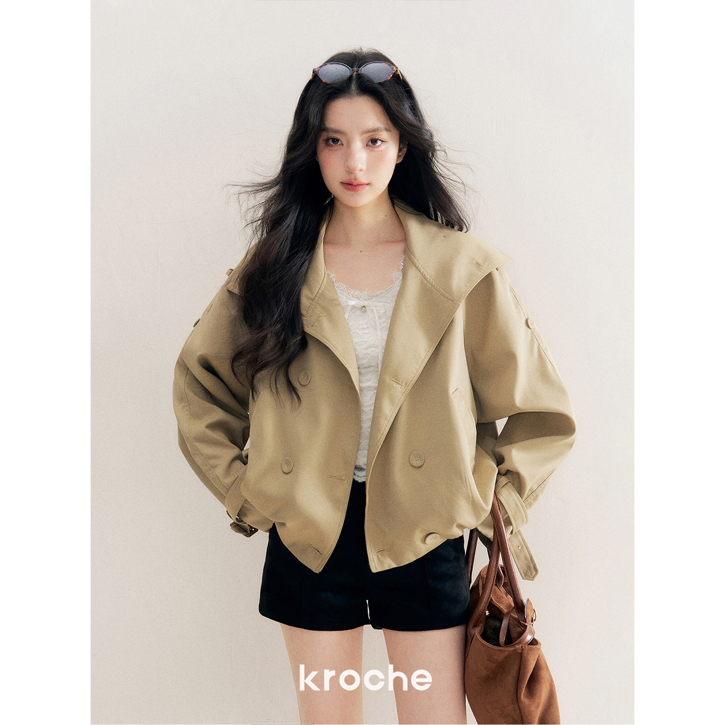 KROCHE レース Vネック 長袖 ブラウス KP4034