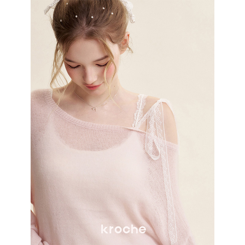 KROCHE レース アシンメトリー 透かし編み ニット KB5103